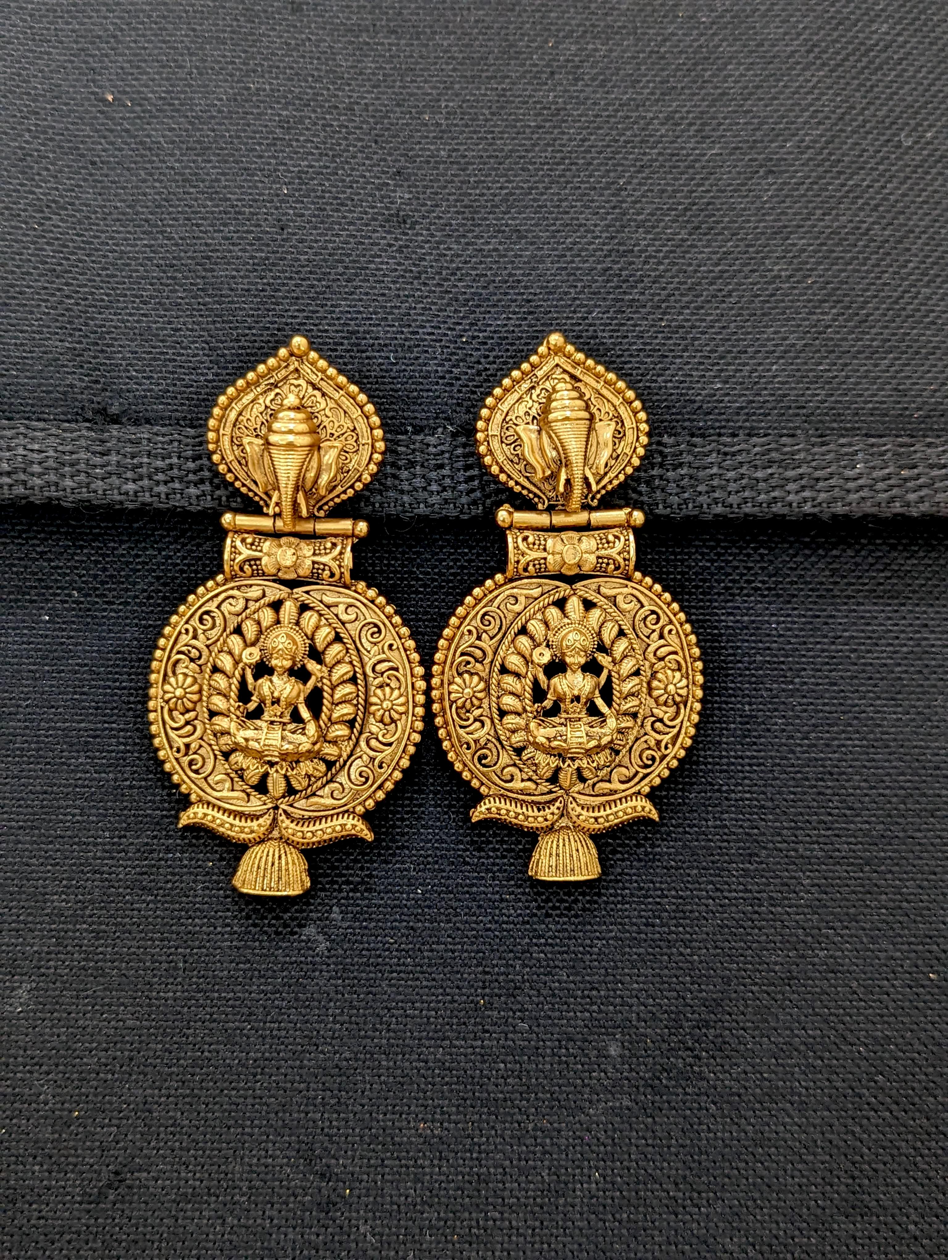 Buy Latest Lakshmi Design Gold Plated Ruby Stone Palakka Earring Design for  Women